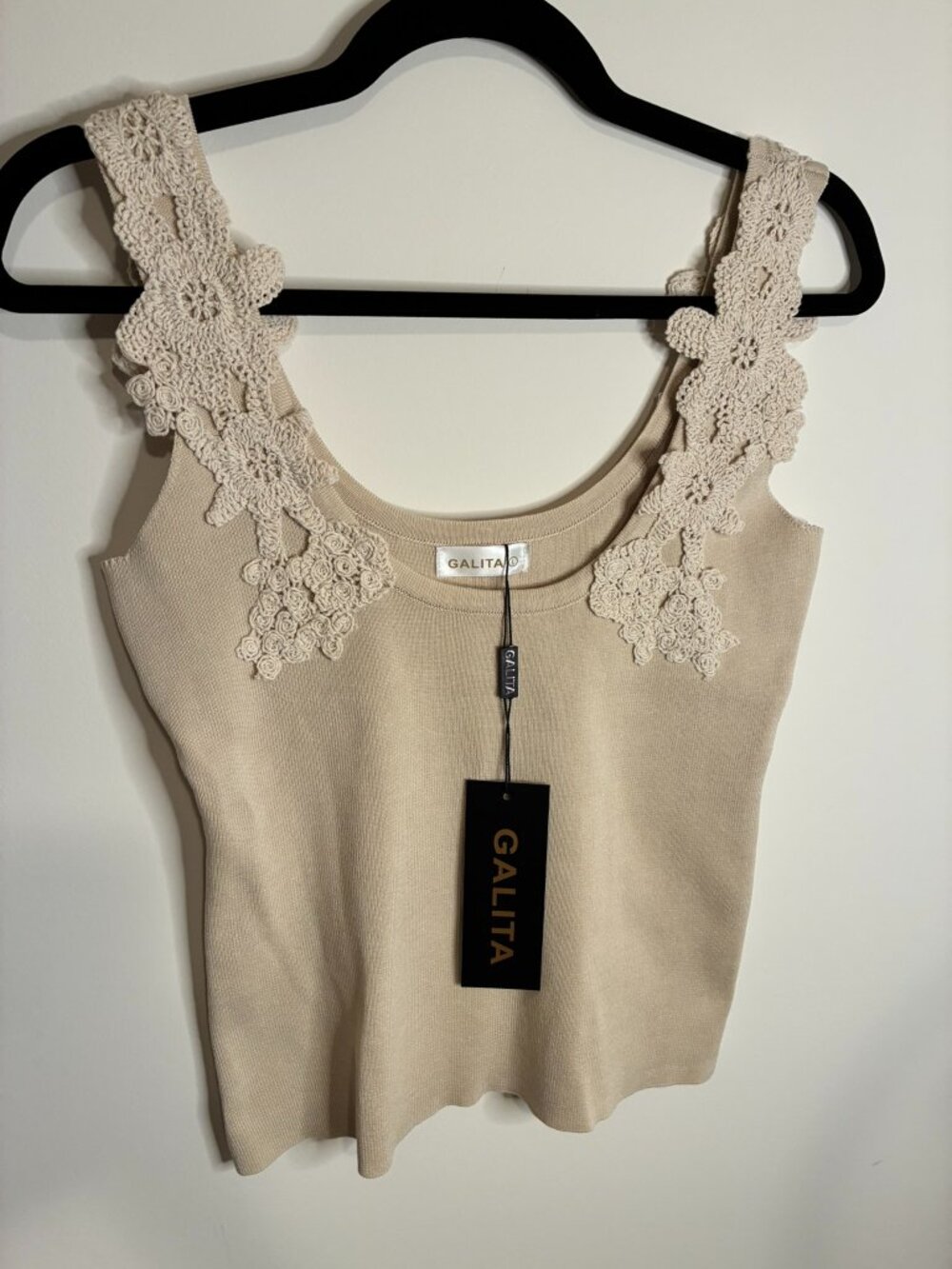 Galita Ribbed Tank Top w/Crochet Straps - Large (NWT)